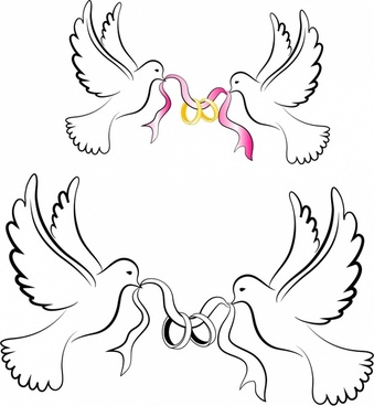 339x368 Dove Free Vector Download - Black And White Dove Drawing