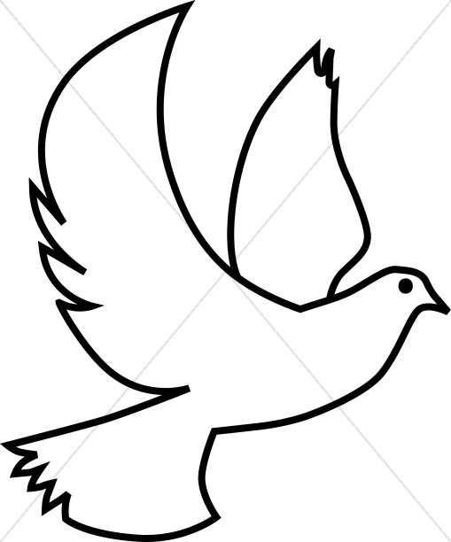 509x612 Winged White Dove Clipart Image Dove Clipart - Black And White Dove Drawing