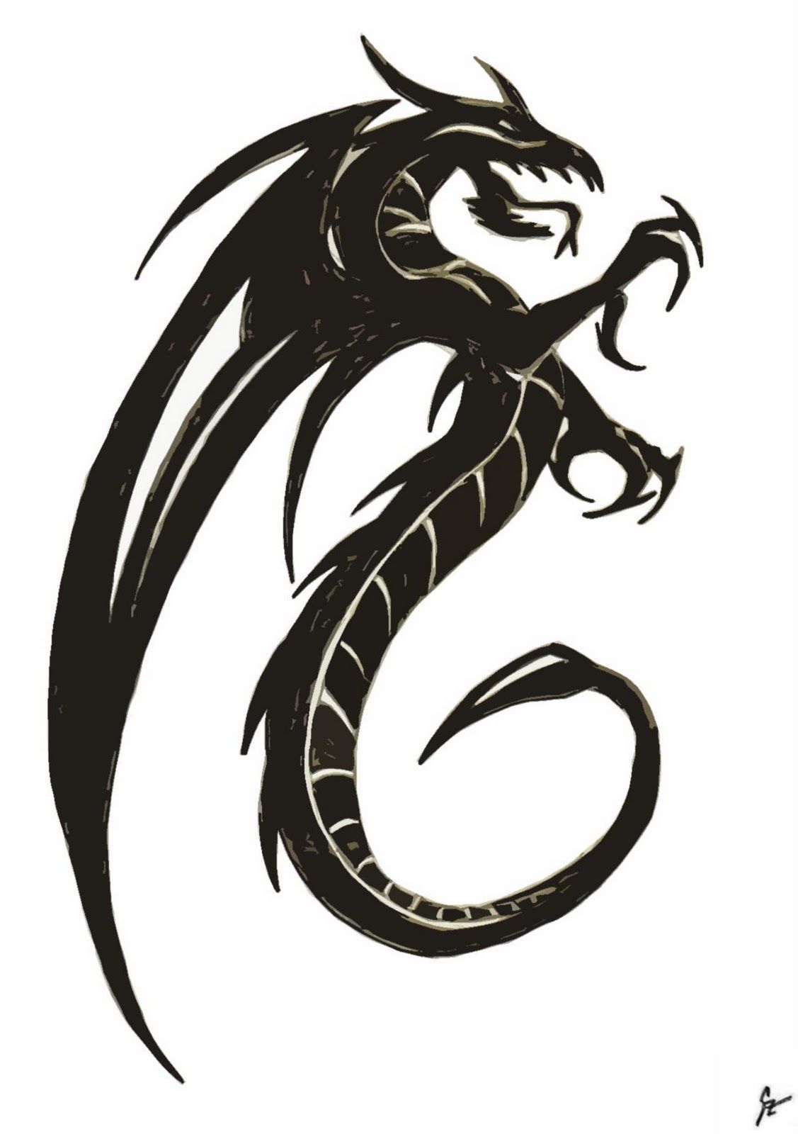 1127x1600 Dragon Black And White - Black And White Dragon Drawings