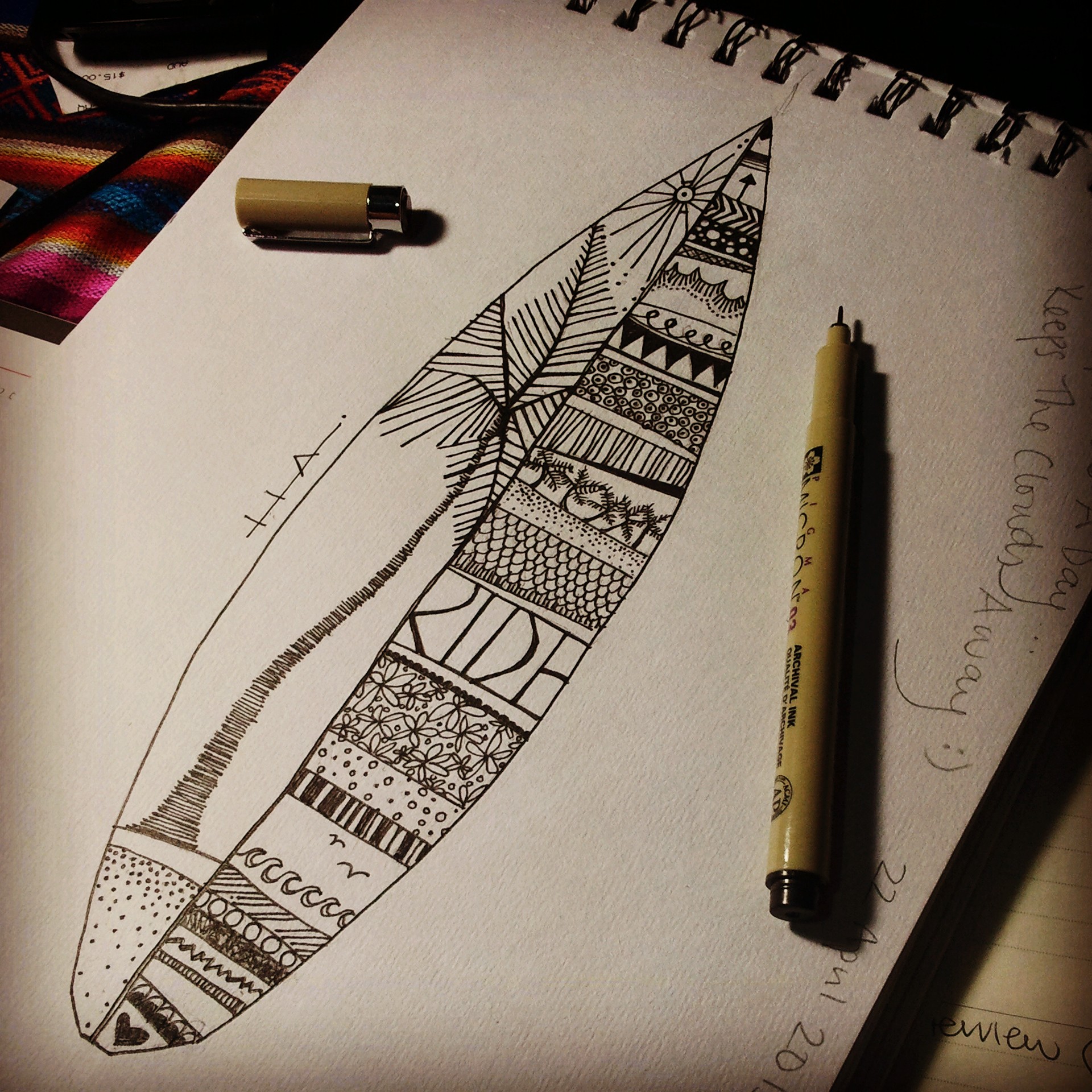 1920x1920 Drawing A Surfboard A Day Keeps The Clouds Away - Black And White Drawing Designs