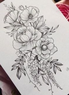 235x324 Floral - Black And White Drawing Of A Flower