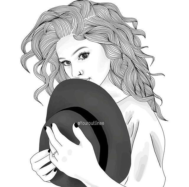 640x633 Girl Drawing Black And White For Free Download - Black And White Drawing Of A Girl