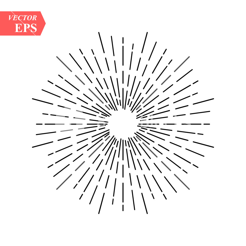 1000x1000 linear drawing of radial sun rays in vintage style isolated - Black And White Drawing Of The Sun