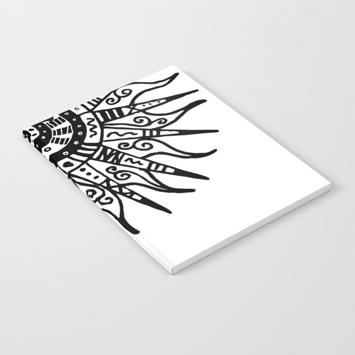 700x700 Sun Doodle Black And White Drawing Notebook - Black And White Drawing Of The Sun