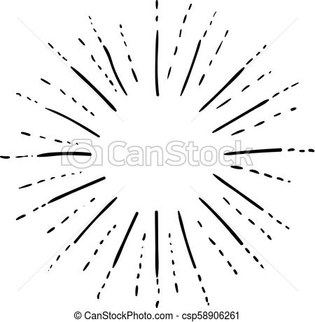450x460 vector sun rays linear drawing, retro style illustration, black - Black And White Drawing Of The Sun