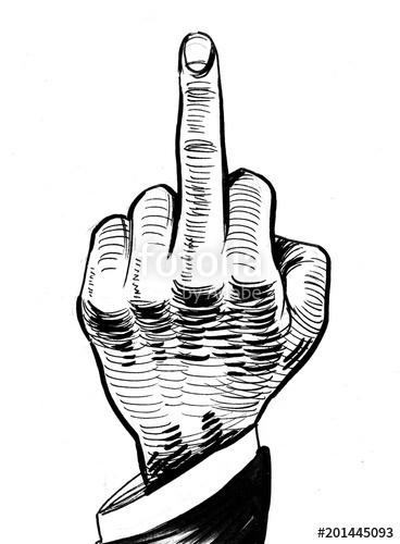 368x500 Hand Showing Middle Finger Ink Black And White Drawing Stock - Black And White Drawing Pictures