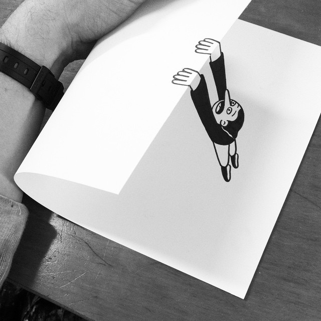 640x640 simple paper folds create fantastic illusions of drawings brought - Black And White Drawing Pictures