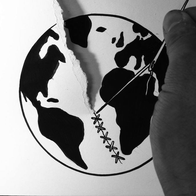 675x675 artist brings his drawings to life using simple paper folds - Black And White Drawings