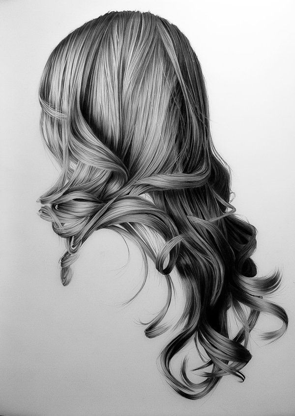 600x845 Black And White Drawings Of Girls Drawn Girl Long Hair Pencil - Black And White Drawings Of Girls