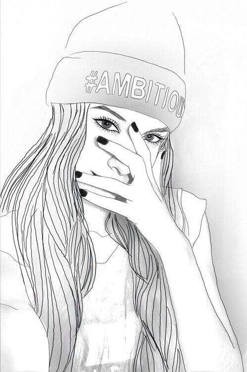 499x750 Girl Drawing Black And White For Free Download - Black And White Drawings Of Girls