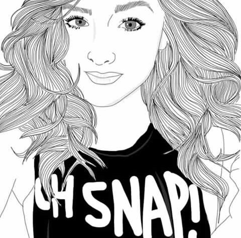 480x474 Black And White Outline Drawings - Black And White Drawings Of Girls