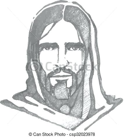 426x470 Black And White Drawings Jesus Christ Hand Drawn Vector - Black And White Drawings Of Jesus