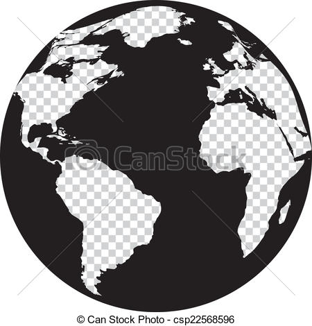 450x470 black and white globe with transparency continents black - Black And White Earth Drawing