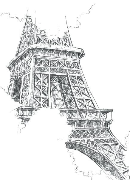 436x600 Eiffel Tower Black And White Drawing Drawn Vintage Rubensaavedra - Black And White Eiffel Tower Drawing