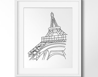 340x270 Eiffel Tower Drawing Etsy - Black And White Eiffel Tower Drawing