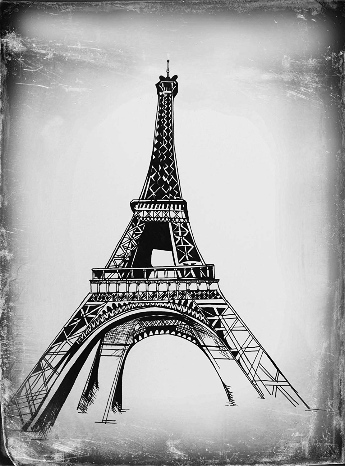 1110x1500 Black And White Eiffel Tower, Paris France, Black - Black And White Eiffel Tower Drawing