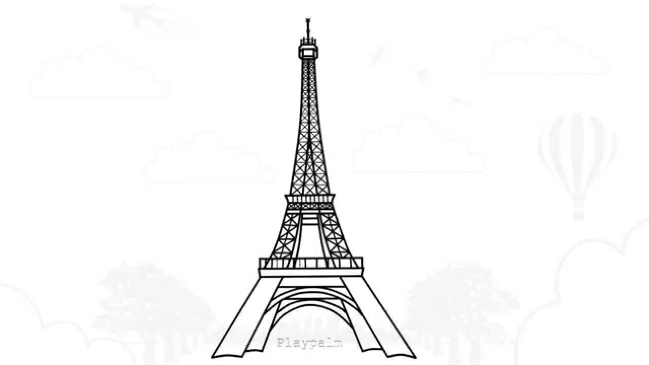 1280x720 How To Draw Eiffel Tower - Black And White Eiffel Tower Drawing
