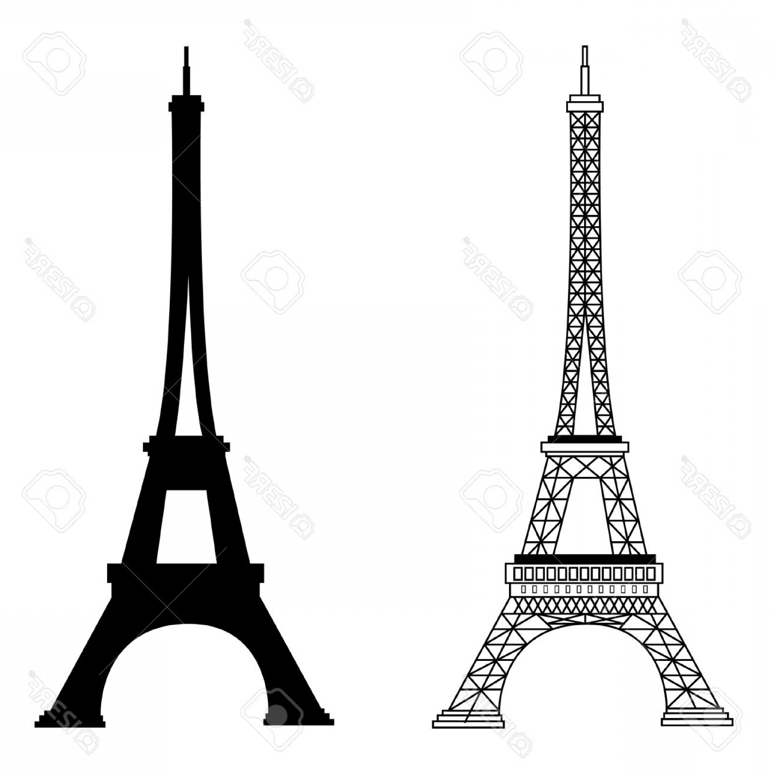 1560x1560 Photostock Vector France Famous Construction Eiffel Tower Vector - Black And White Eiffel Tower Drawing