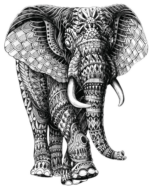 Black And White Elephant Drawing at PaintingValley.com | Explore ...