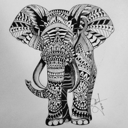 Black And White Elephant Drawing at PaintingValley.com | Explore ...
