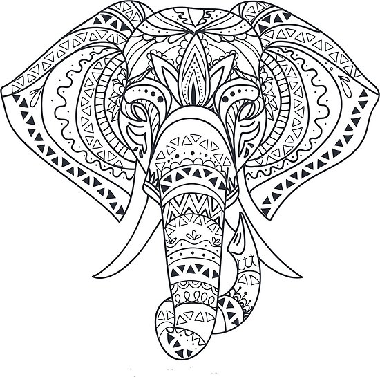 550x545 Tribal Tattooed Elephant Outline - Black And White Elephant Drawing