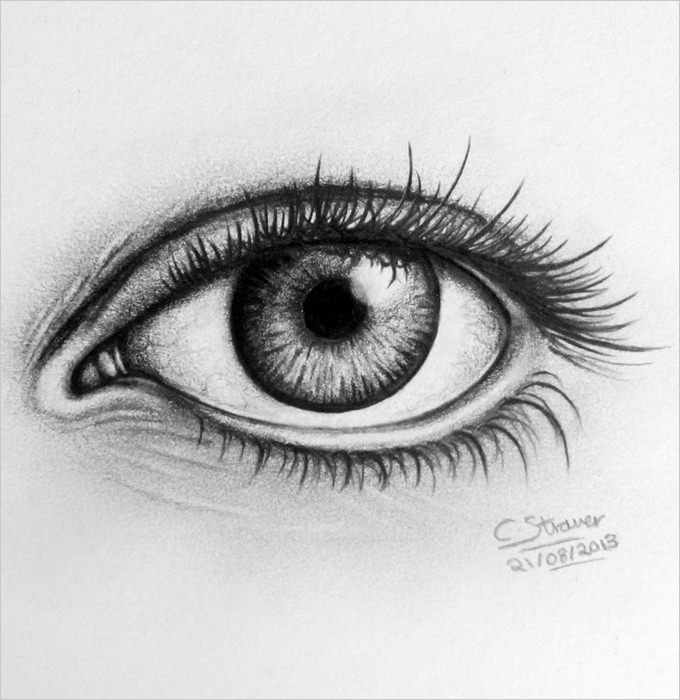 black and white eye sketch