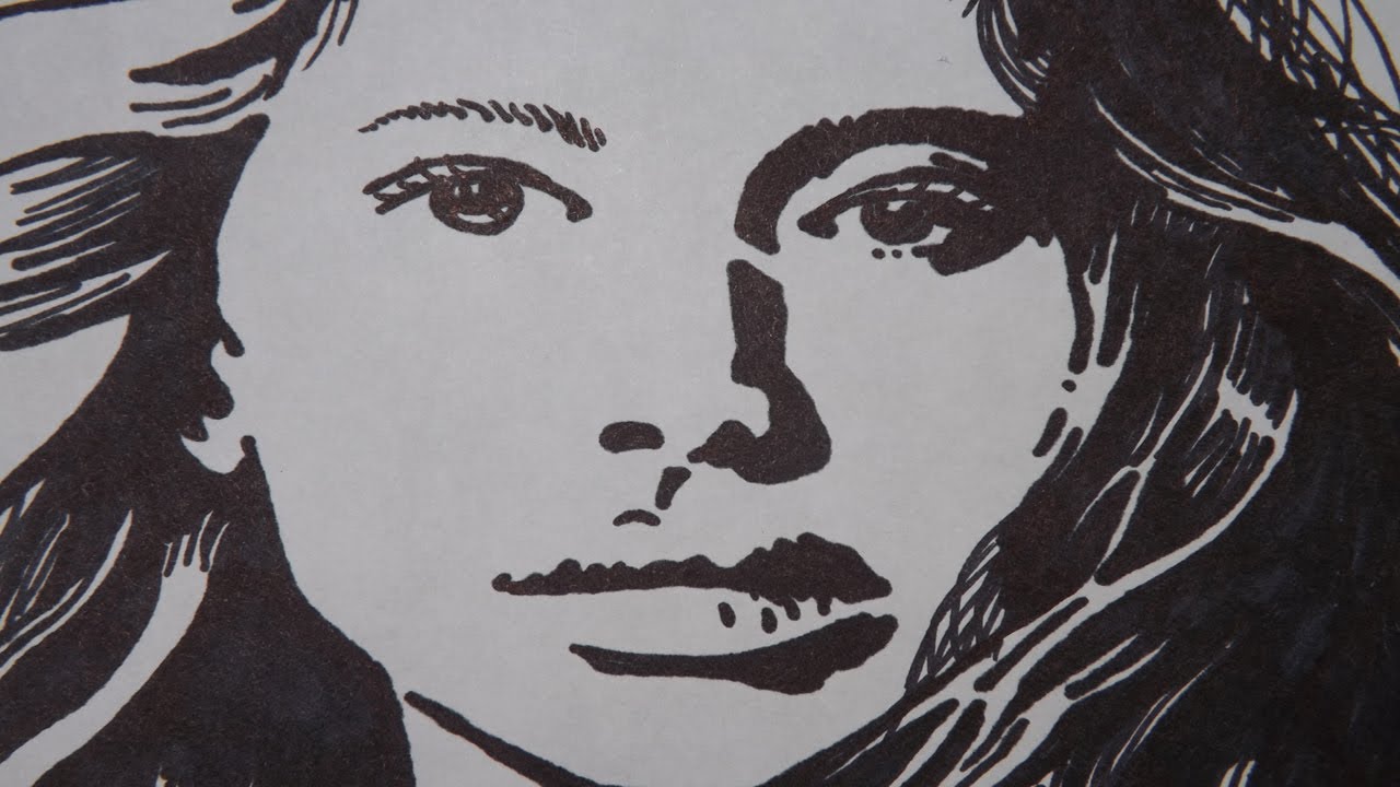 1280x720 How To Draw A Portrait With A Black Marker - Black And White Face Drawing