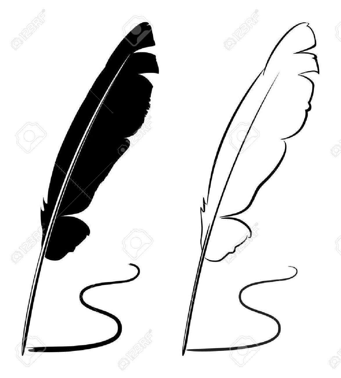 1175x1300 Vector Illustration Black And White Feathers Feather Clip - Black And White Feather Drawing