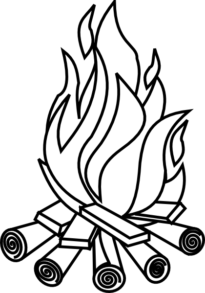 420x599 Firewood Black And White Clipart - Black And White Fire Drawing