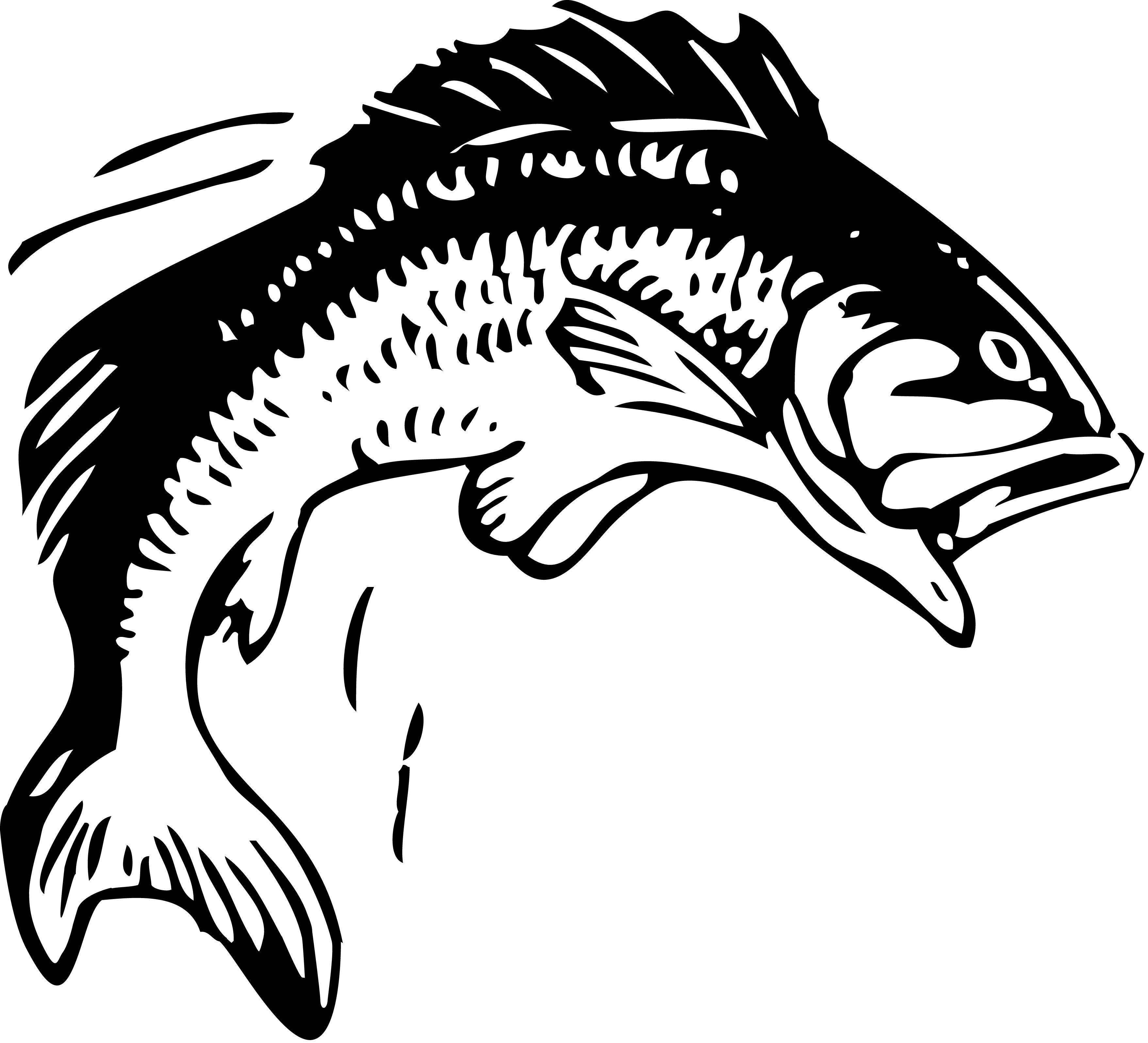 3515x3195 Fish Drawing Banner Royalty Free Stock - Black And White Fish Drawing