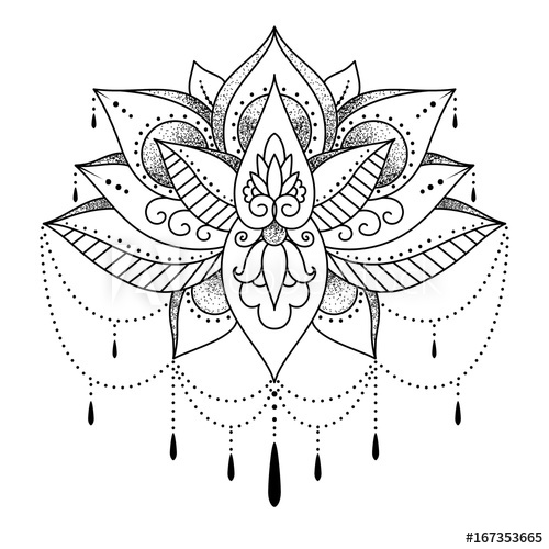 500x500 Mendi, Mehendi, Tattoo For Women Lotus Flower Black And White - Black And White Flower Drawing