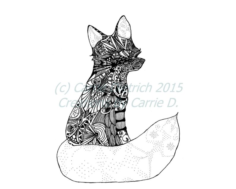 794x635 Art Black And White Art Pen And Ink Fox Drawing Wall Art Etsy - Black And White Fox Drawing