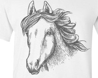 340x270 Horse Sketch Etsy - Black And White Horse Drawings