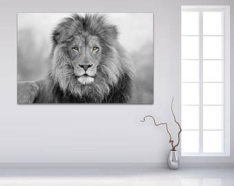 340x270 Black And White Lion Etsy - Black And White Lion Drawing