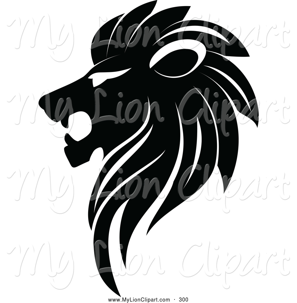 1024x1044 Clipart Of A Black And White Lion Logo Looking Left - Black And White Lion Drawing