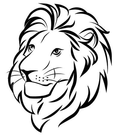 391x450 White Lion Clipart - Black And White Lion Drawing