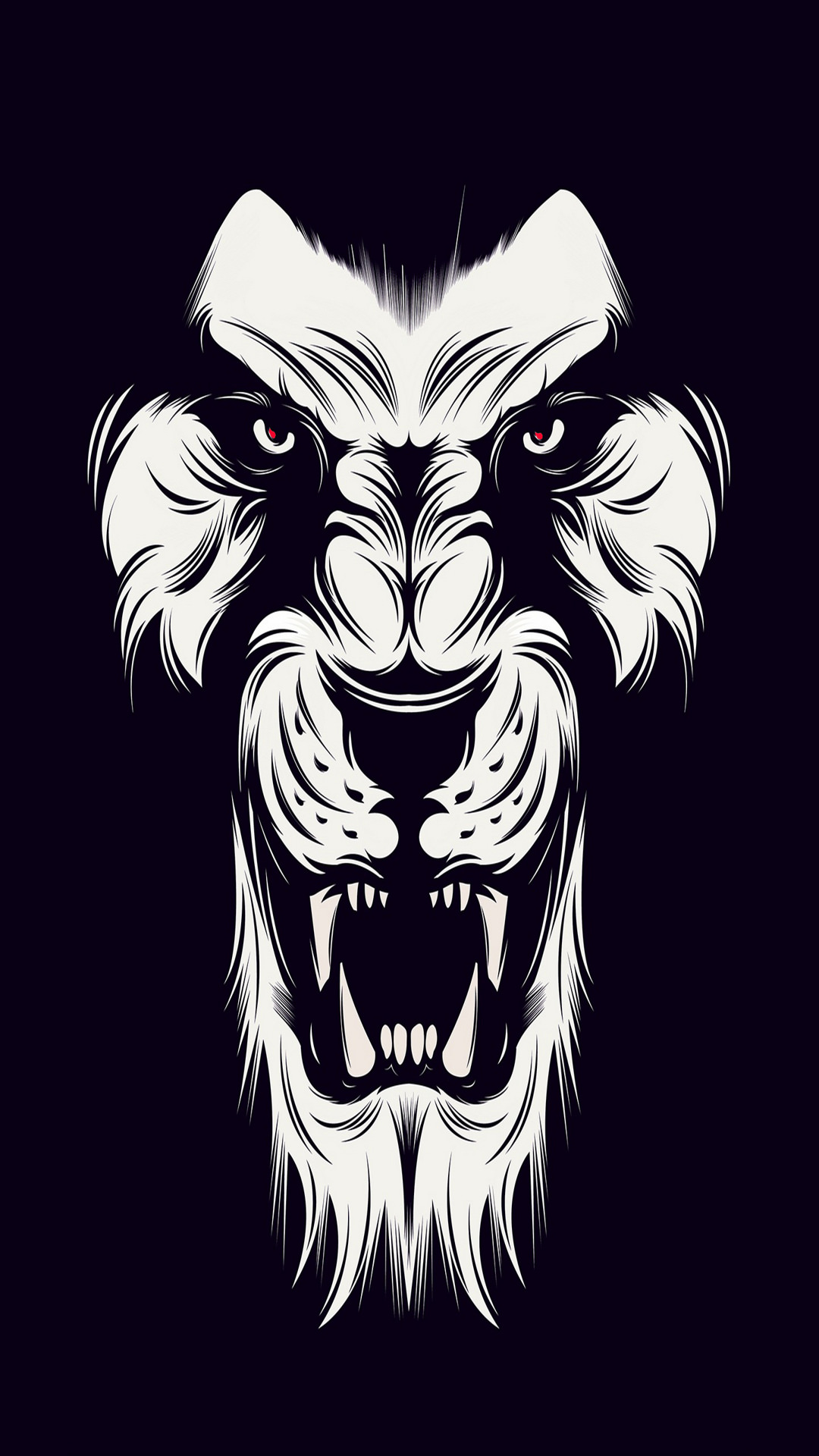 1080x1920 White Lion Logo With Black Ground - Black And White Lion Drawing