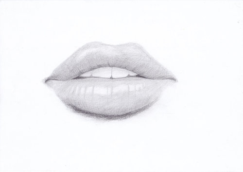 500x355 Lips - Black And White Lips Drawing