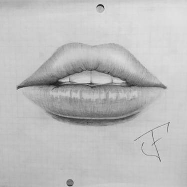 375x375 Perfect Lips Drawing - Black And White Lips Drawing