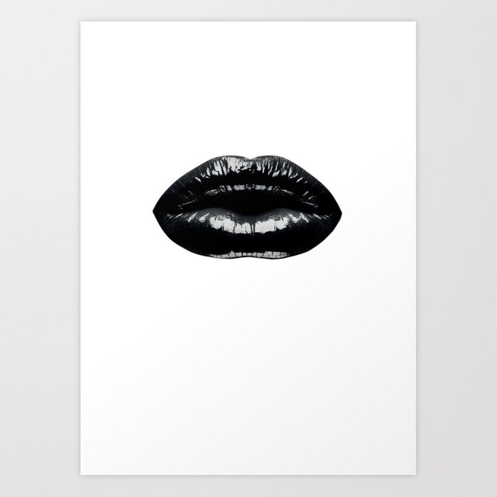 700x700 black lip print, black and white lips art print - Black And White Lips Drawing