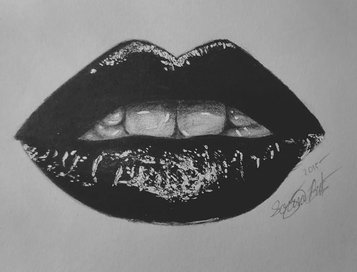 720x548 Black And White Lips - Black And White Lips Drawing