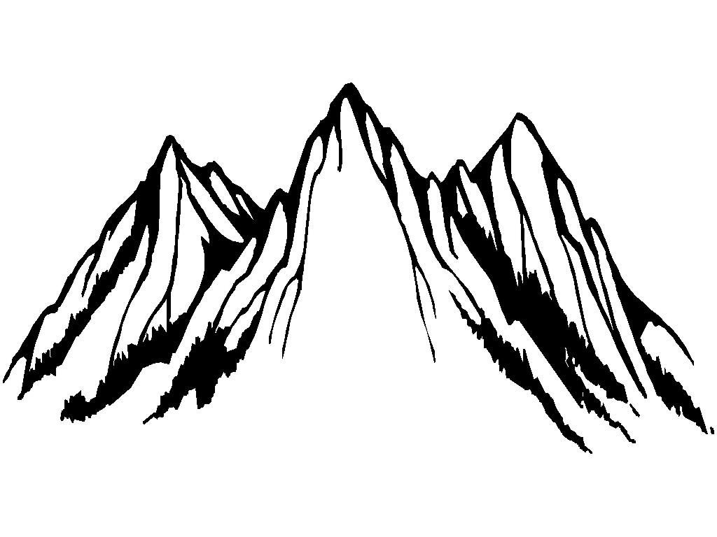 1024x768 Mountain Clipart Black And White A Outline Top Clipartfest - Black And White Mountain Drawing