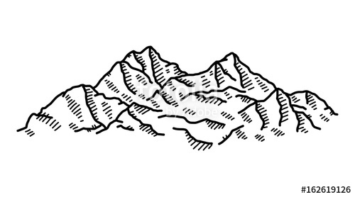 500x278 High Mountain Cartoon Vector And Illustration, Black And White - Black And White Mountain Drawing