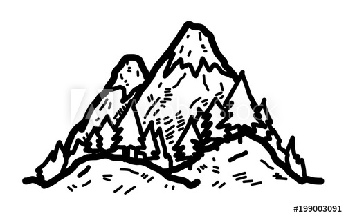 500x313 Snow Mountain Cartoon Vector And Illustration, Black And White - Black And White Mountain Drawing