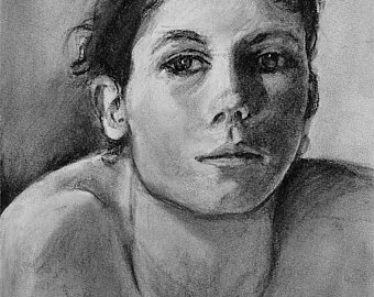 340x270 Charcoal Drawings Illustrations Etsy - Black And White Portrait Drawing
