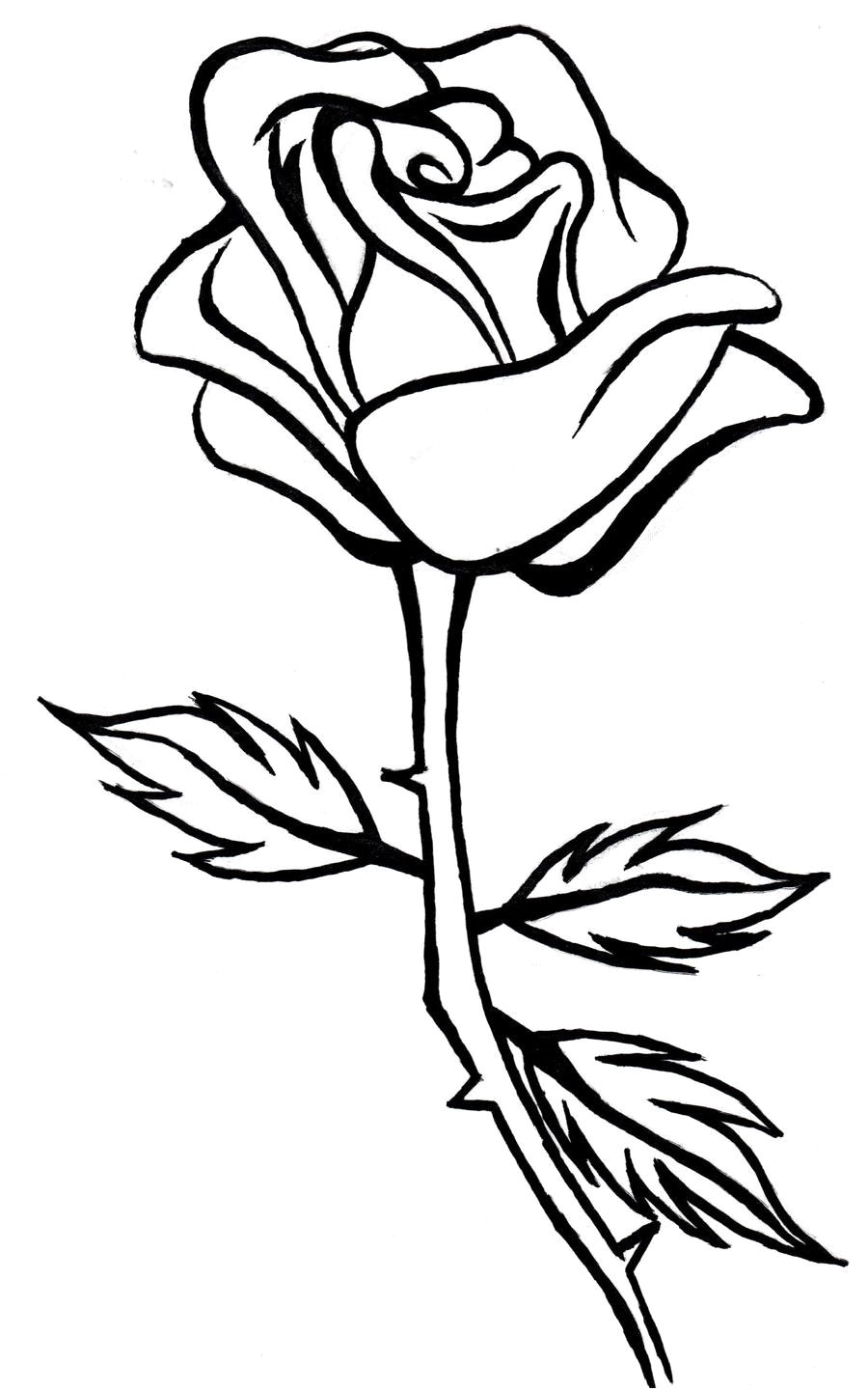 900x1441 Rose Black And White Drawing Clipart - Black And White Rose Drawing