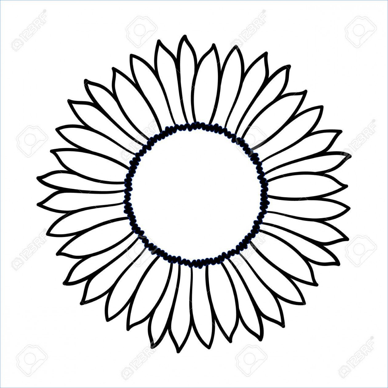 1261x1261 Sunflower Black And White Drawing - Black And White Sunflower Drawing