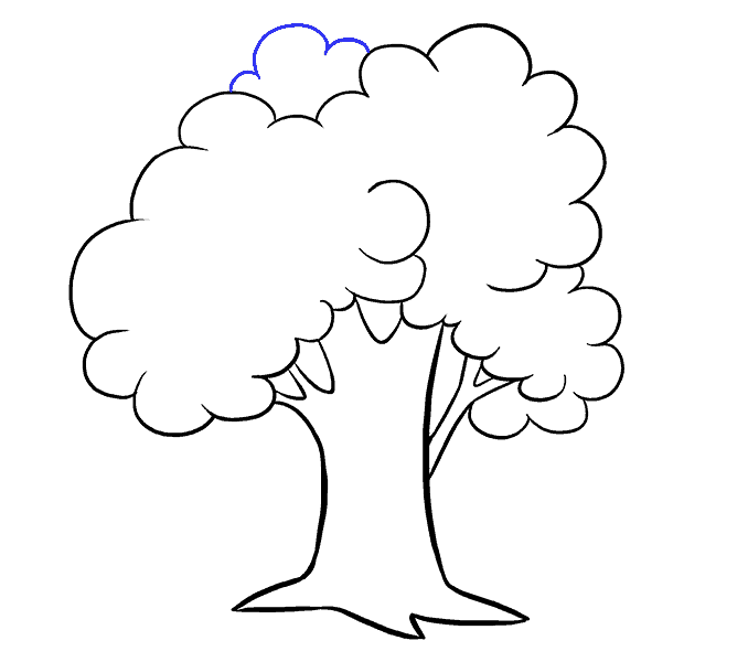 678x600 How To Draw A Cartoon Tree Easy Step - Black And White Tree Drawing