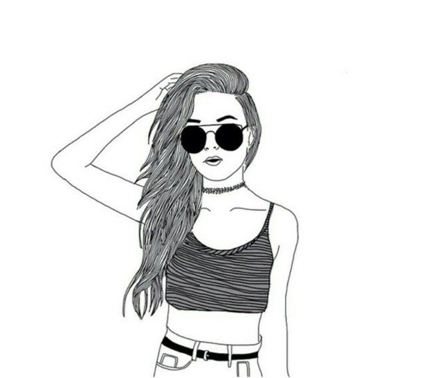610x543 Overlays Tumblr Girl Drawing, Drawings - Black And White Tumblr Drawings