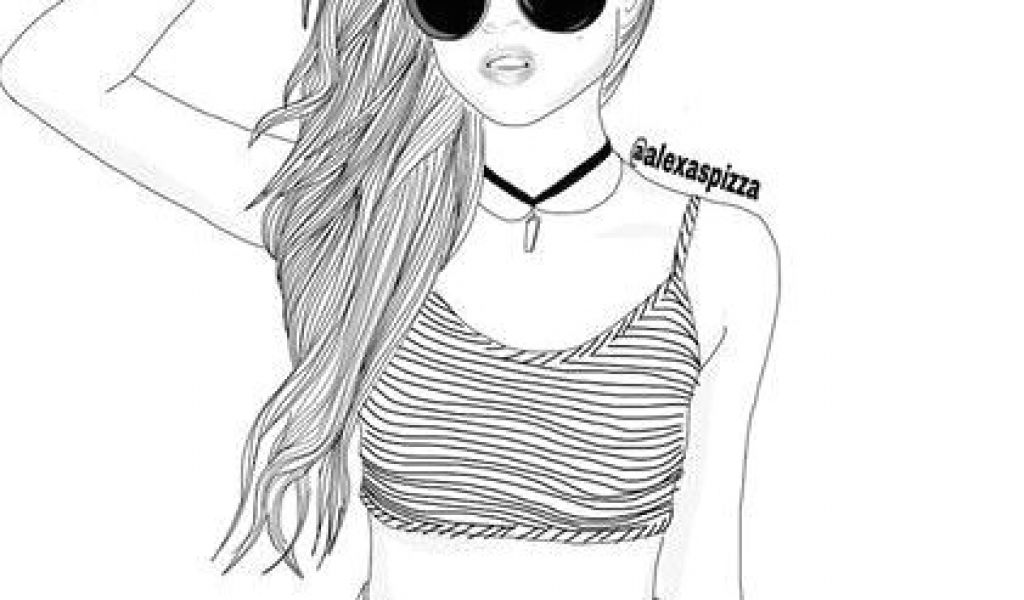 1024x600 Tumblr Girl Black And White Drawing - Black And White Tumblr Drawings